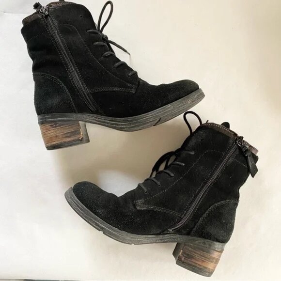 Miz Mooz Sloanne Black Suede Lace Up Boots - Picture 3 of 6